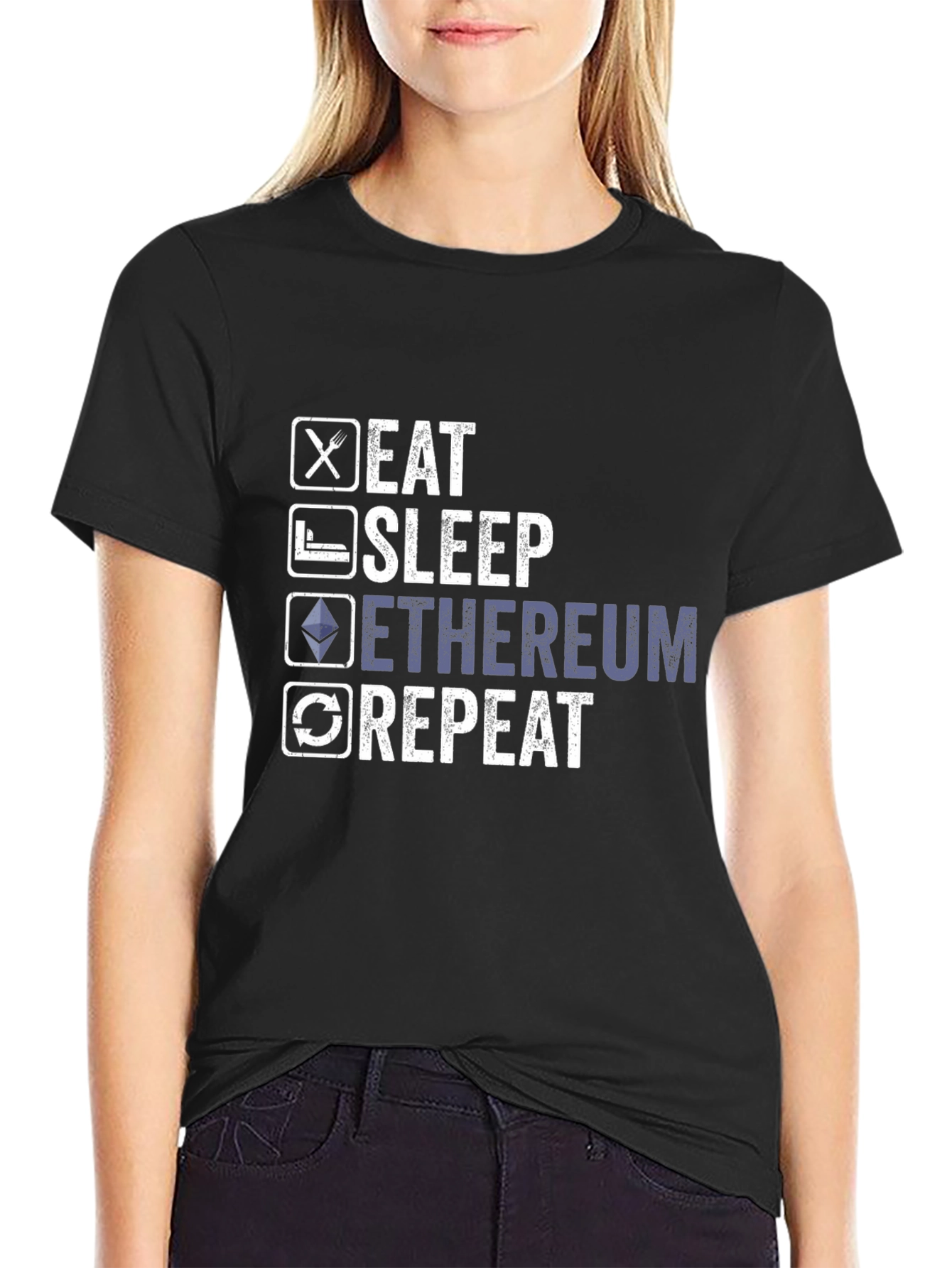 Eat Sleep Ethereum Repeat Graphic Tee