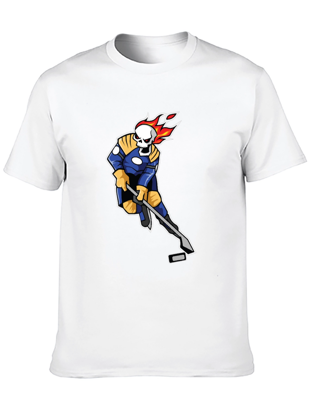 Fiery Hockey Skeleton Black T-Shirt