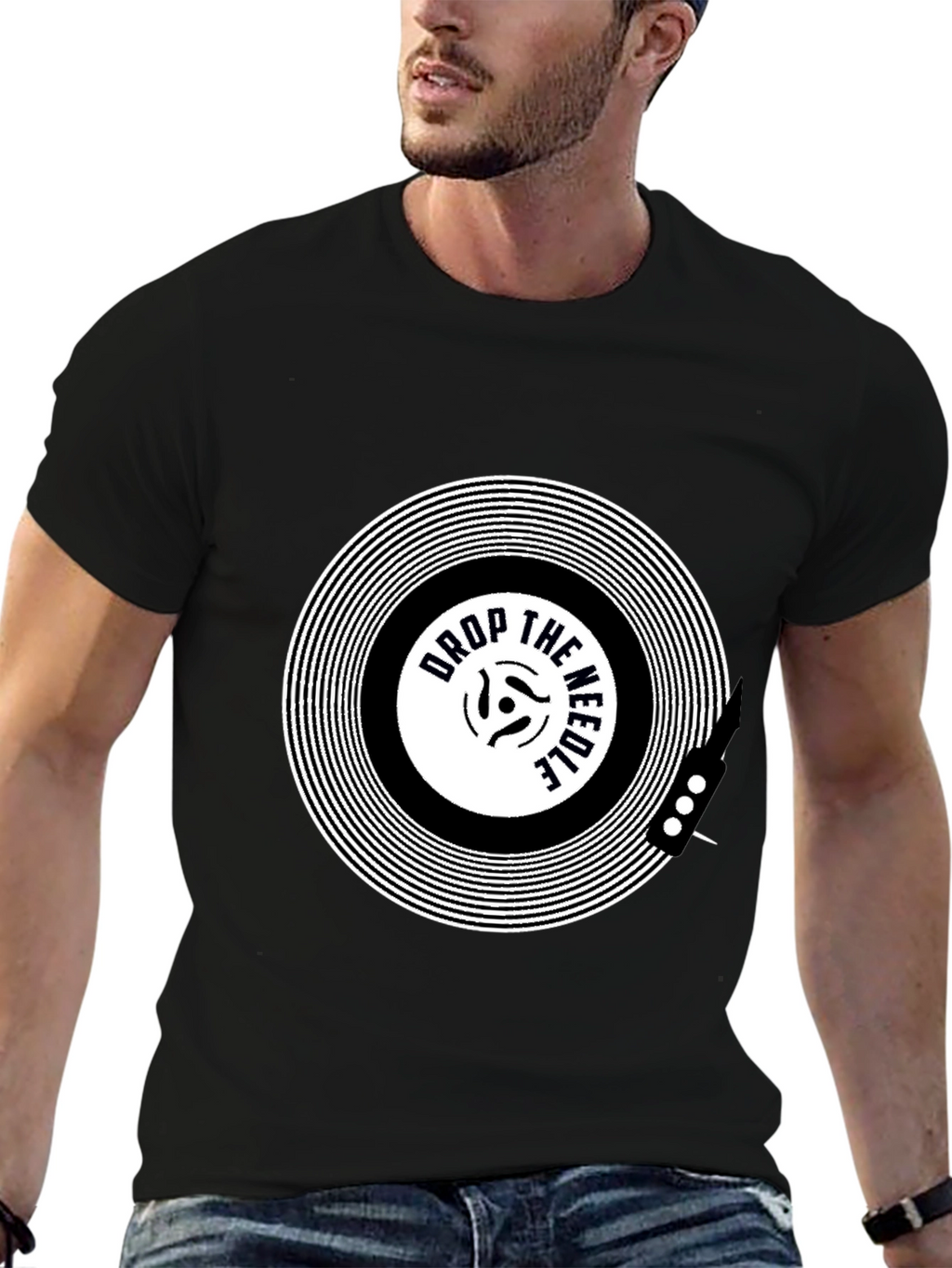 Drop the Needle Black Graphic Tee
