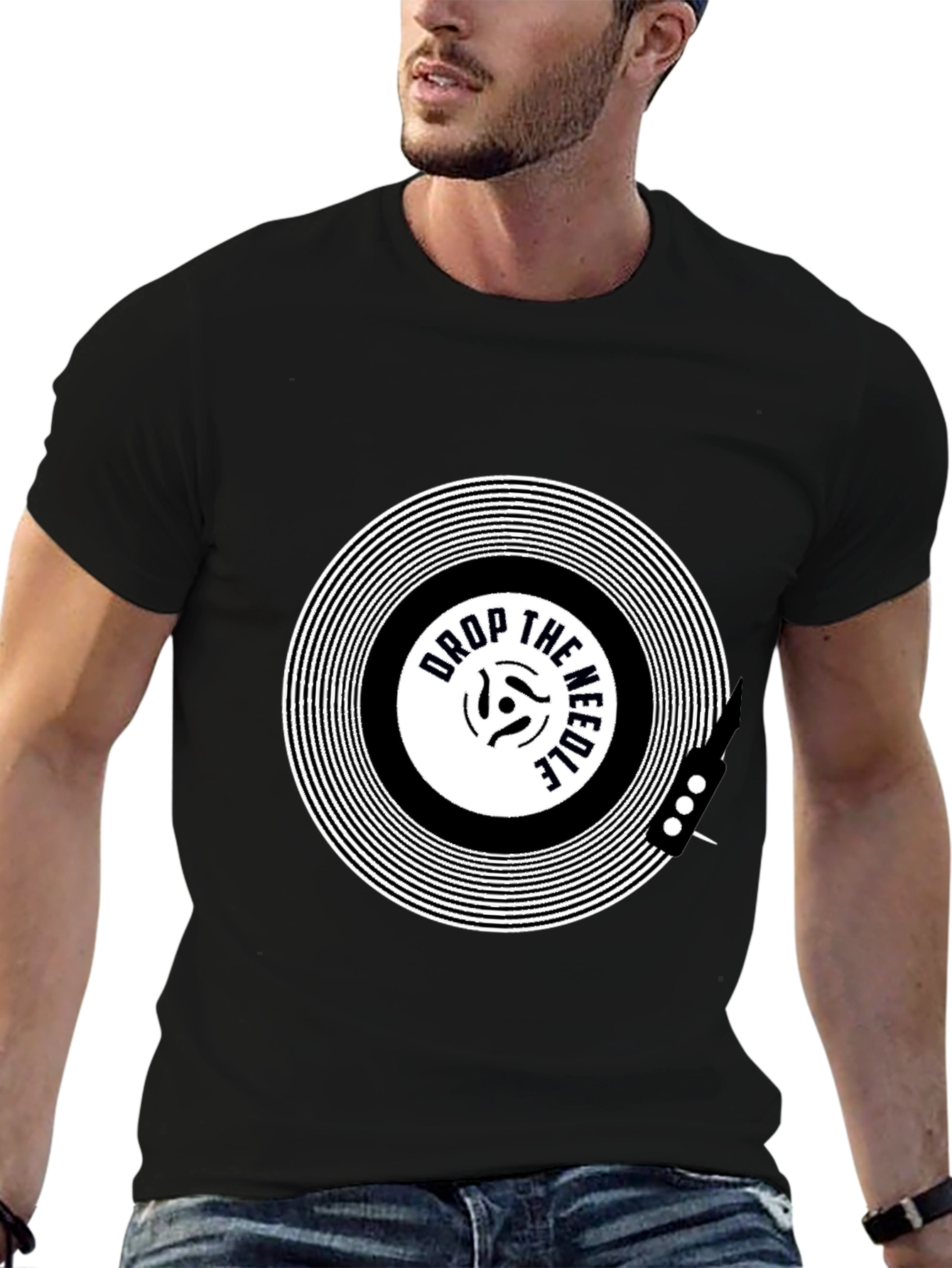 Drop the Needle Black Graphic Tee