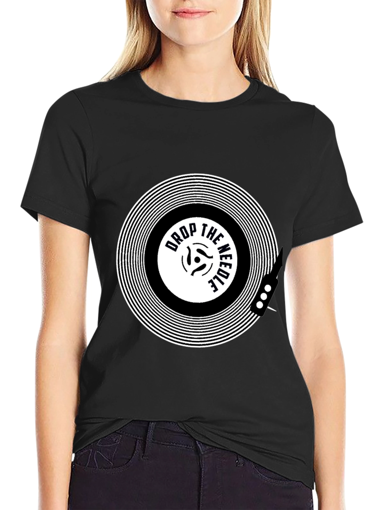 Drop the Needle Black Graphic Tee