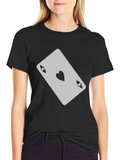 Ace of Hearts Graphic T-Shirt - Black Casual Tee