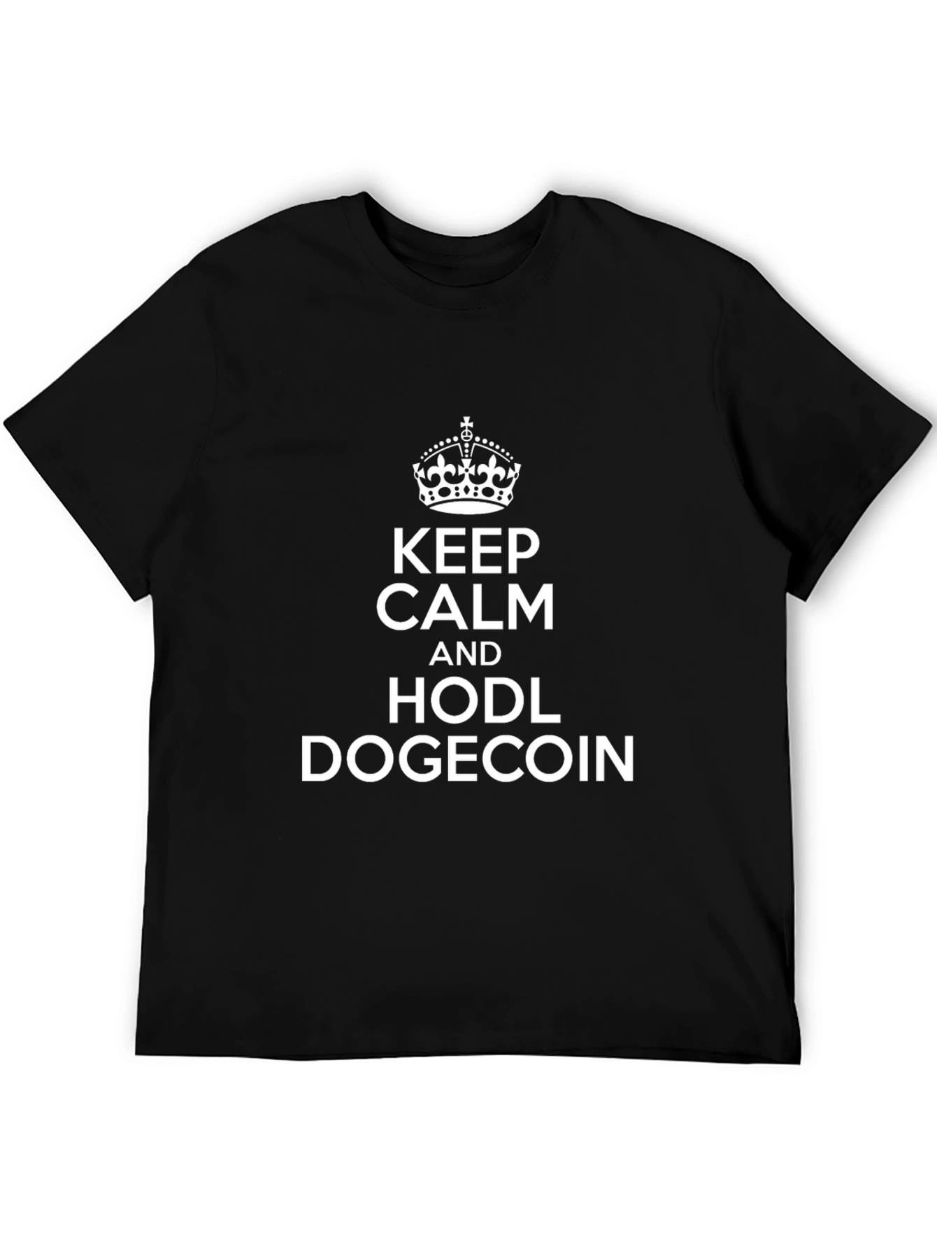 Keep Calm & Hodl Dogecoin T-Shirt - Black Crypto Tee