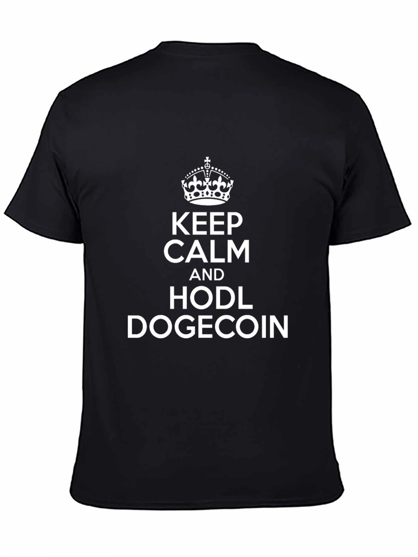 Keep Calm & Hodl Dogecoin T-Shirt - Black Crypto Tee
