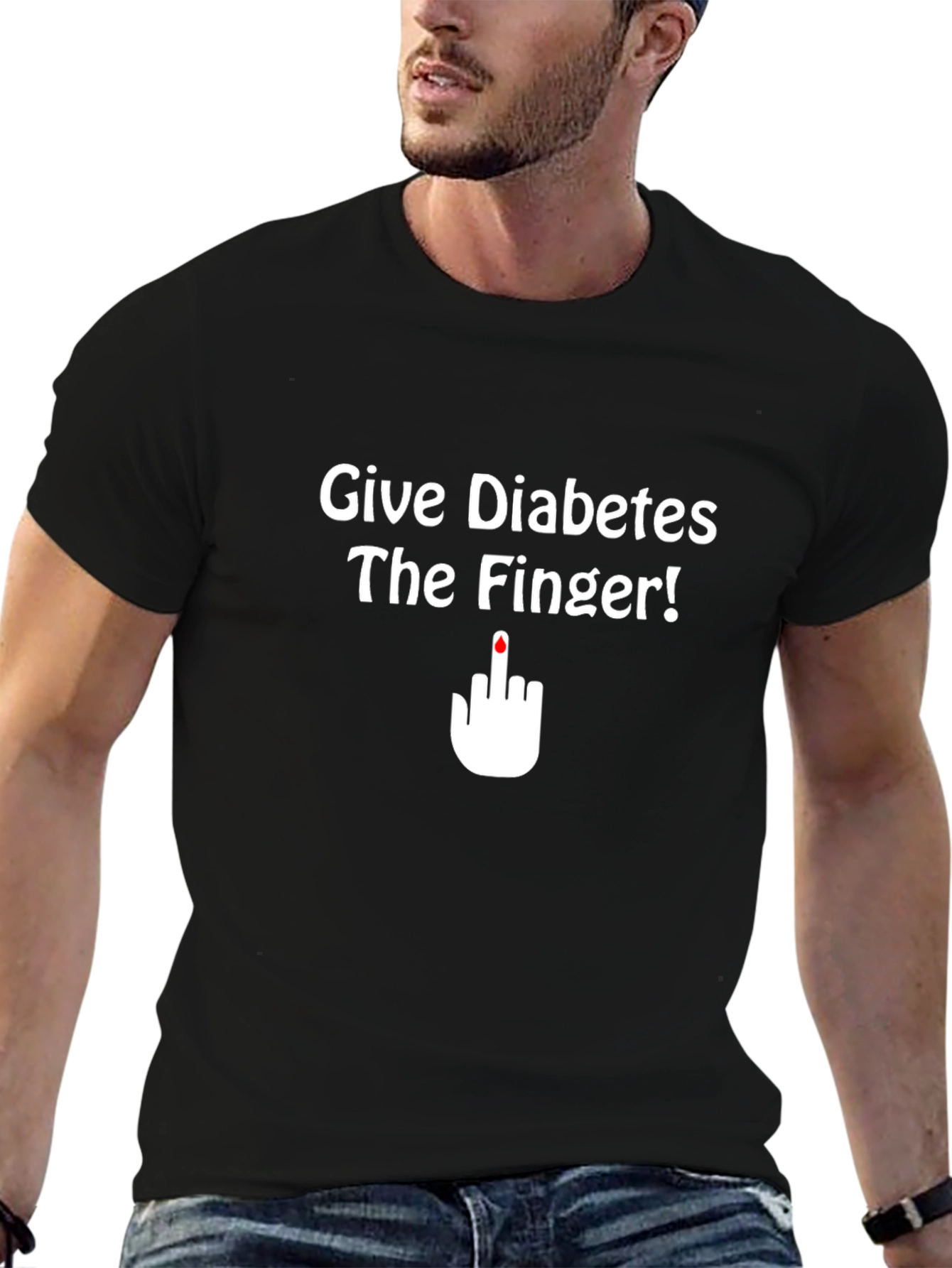 Give Diabetes the Finger T-Shirt Black