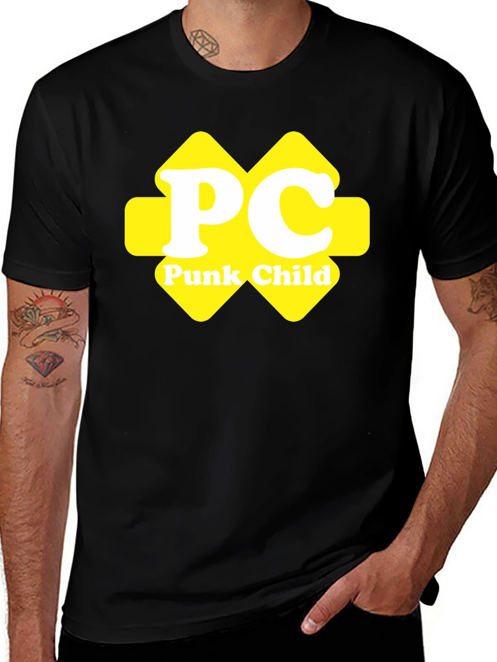 Punk Child Yellow Logo Black T-Shirt