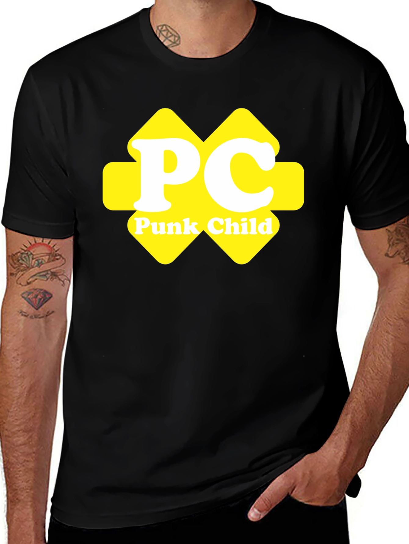 Punk Child Yellow Logo Black T-Shirt