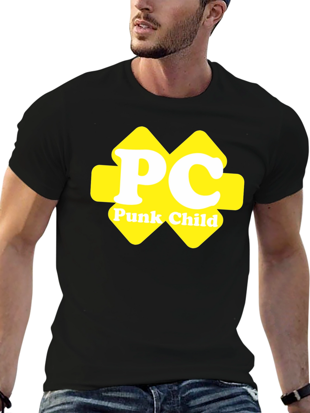 Punk Child Yellow Logo Black T-Shirt