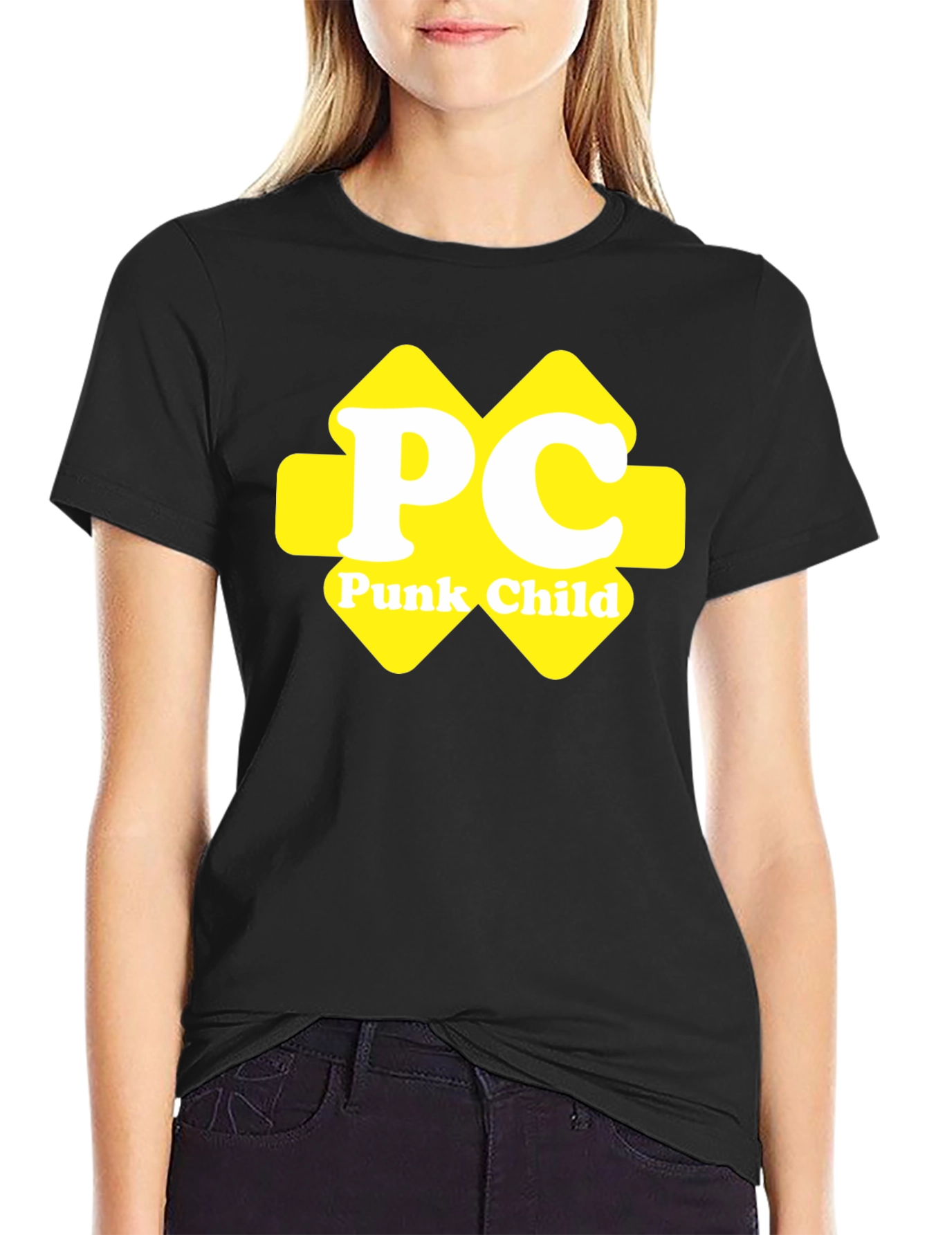 Punk Child Yellow Logo Black T-Shirt