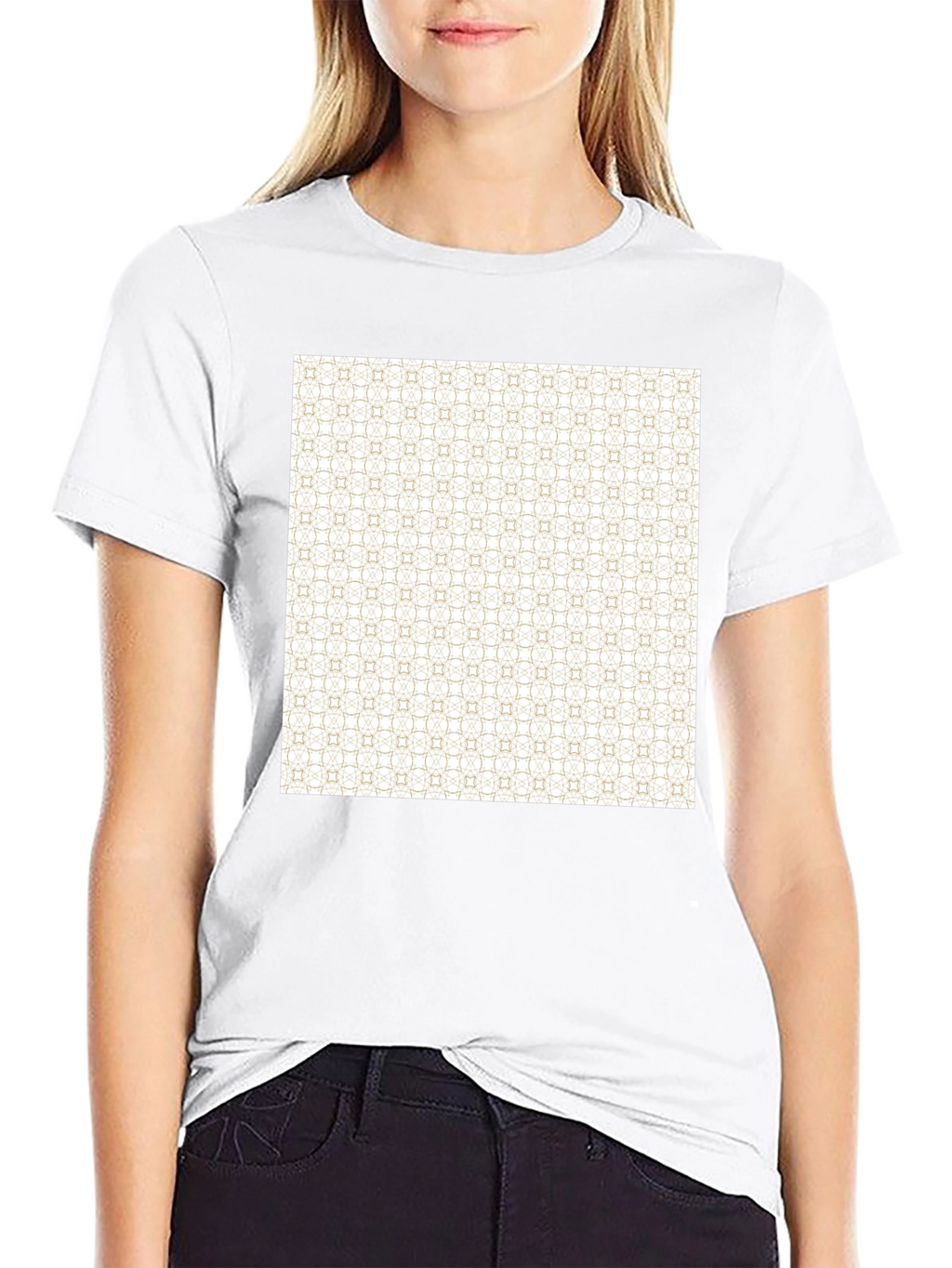 Patterned Print Black Tee