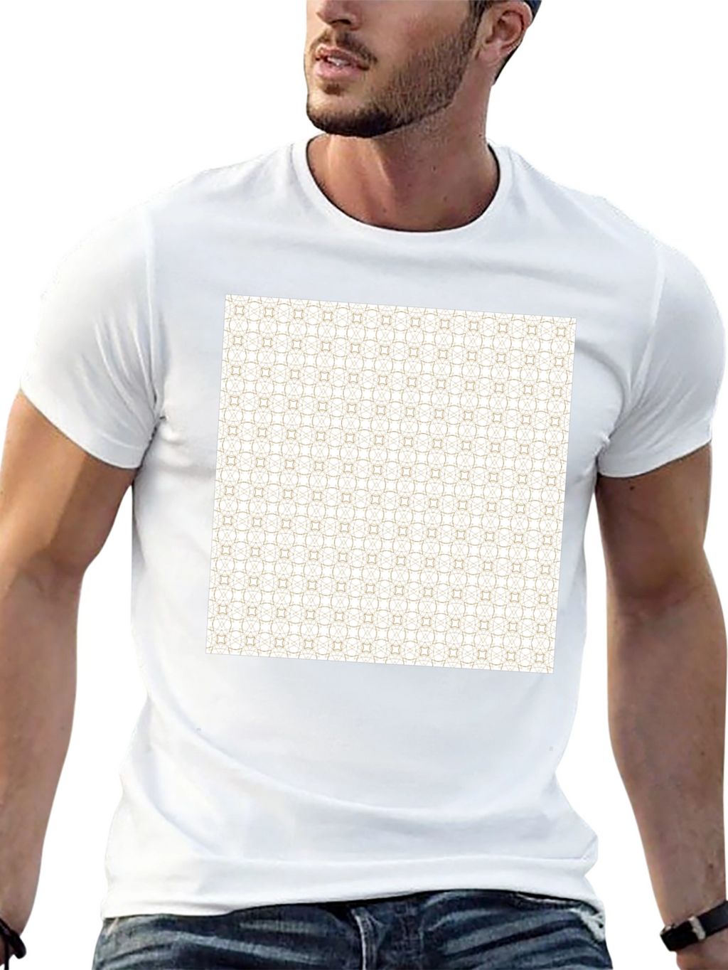 Patterned Print Black Tee