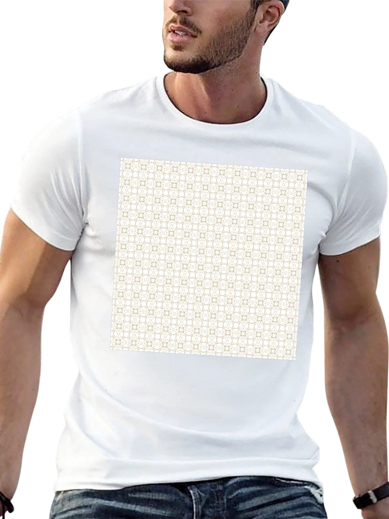 Patterned Print Black Tee