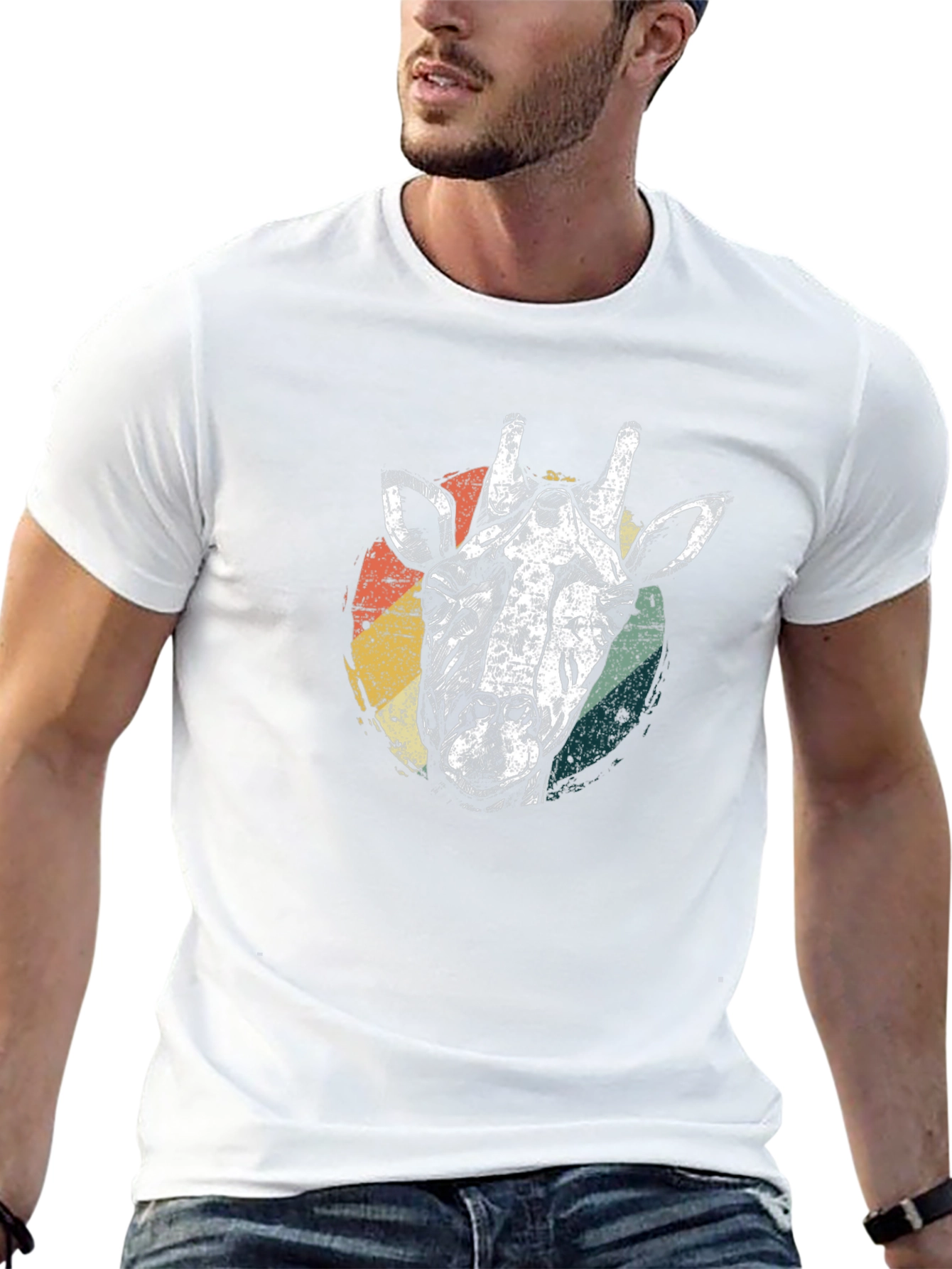 Giraffe Graphic Tee - Retro Style Black T-Shirt