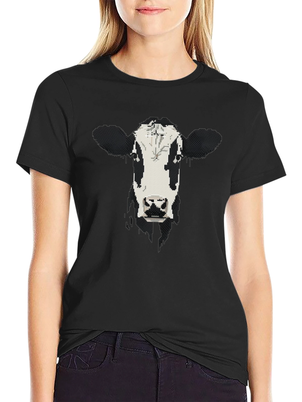 Cow Face Graphic Black T-Shirt