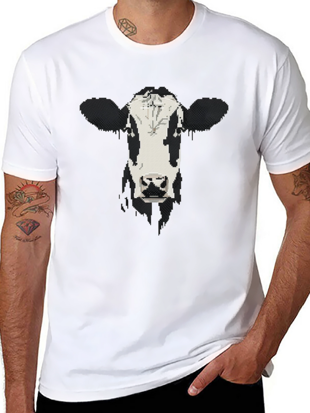 Cow Face Graphic Black T-Shirt