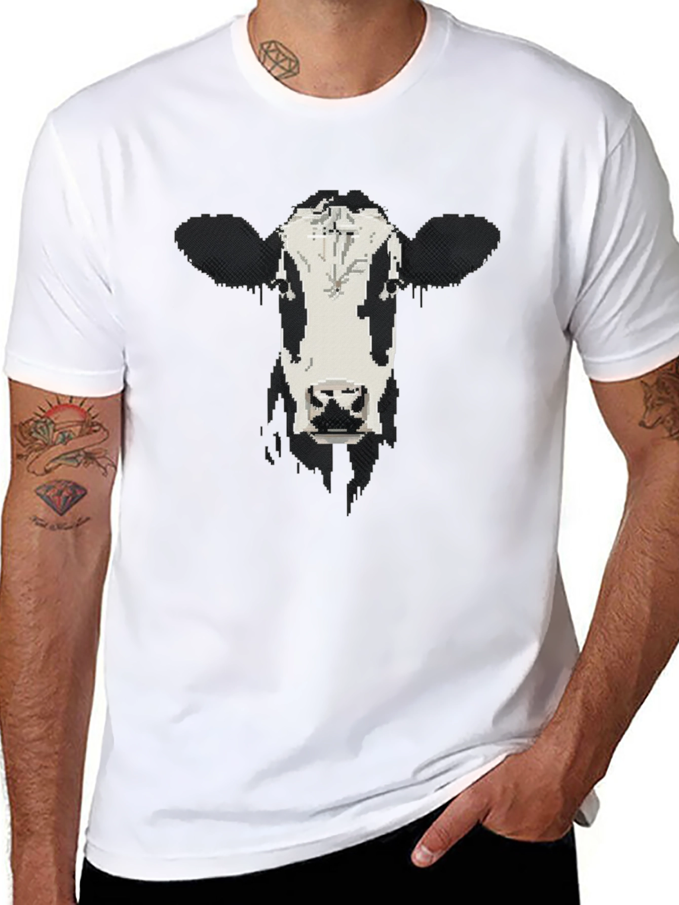 Cow Face Graphic Black T-Shirt