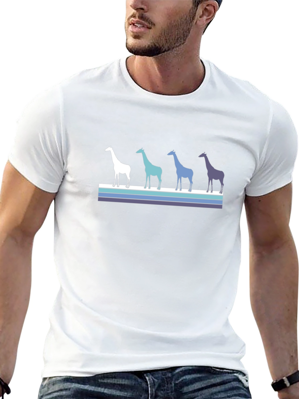 Giraffe Silhouette Striped Tee