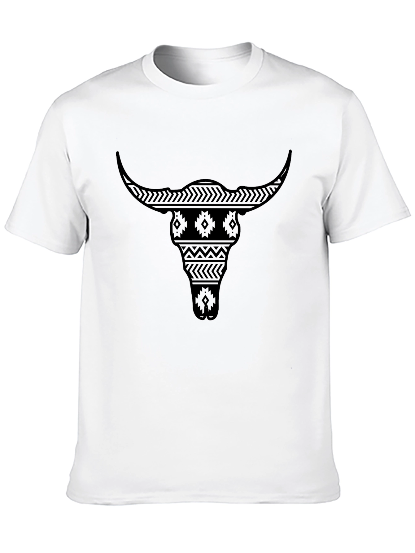 Aztec Bull Skull Graphic T-Shirt
