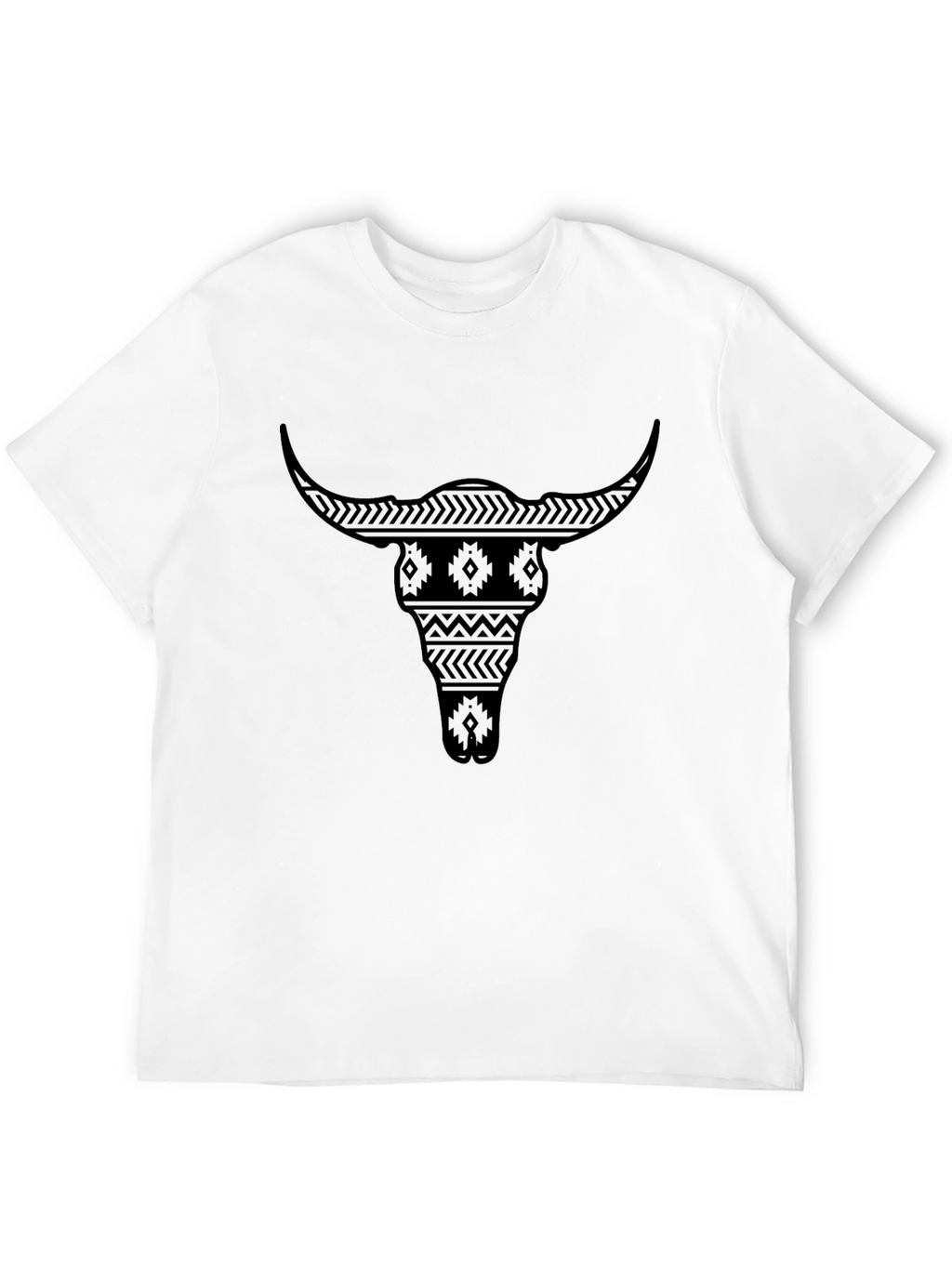 Aztec Bull Skull Graphic T-Shirt
