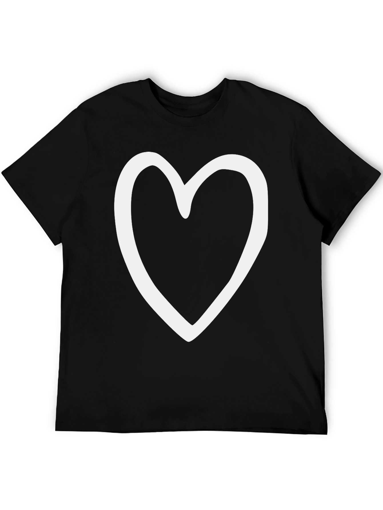 Heart Outline Black Tee - Love & Style
