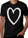 Heart Outline Black Tee - Love & Style