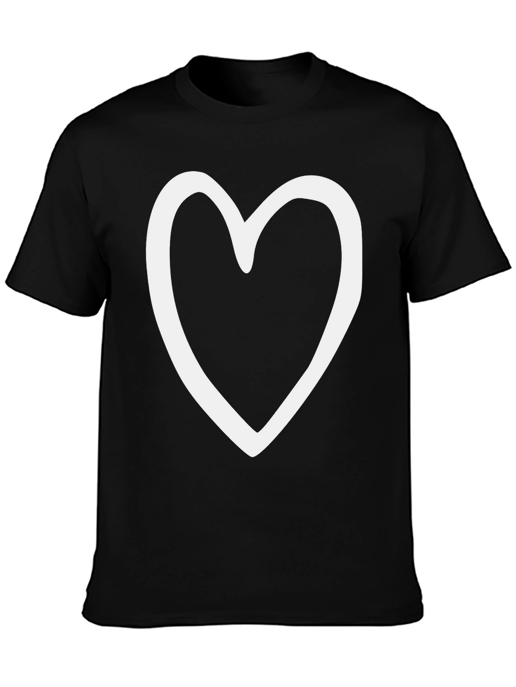Heart Outline Black Tee - Love & Style