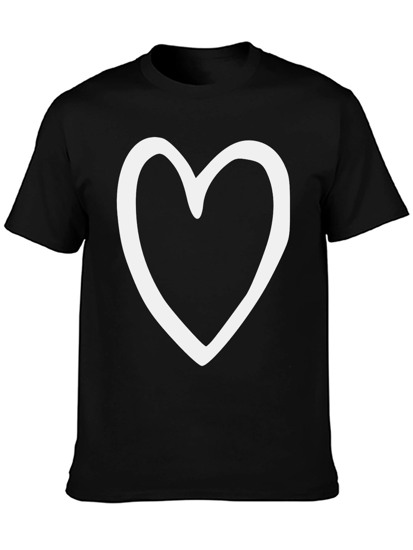 Heart Outline Black Tee - Love & Style