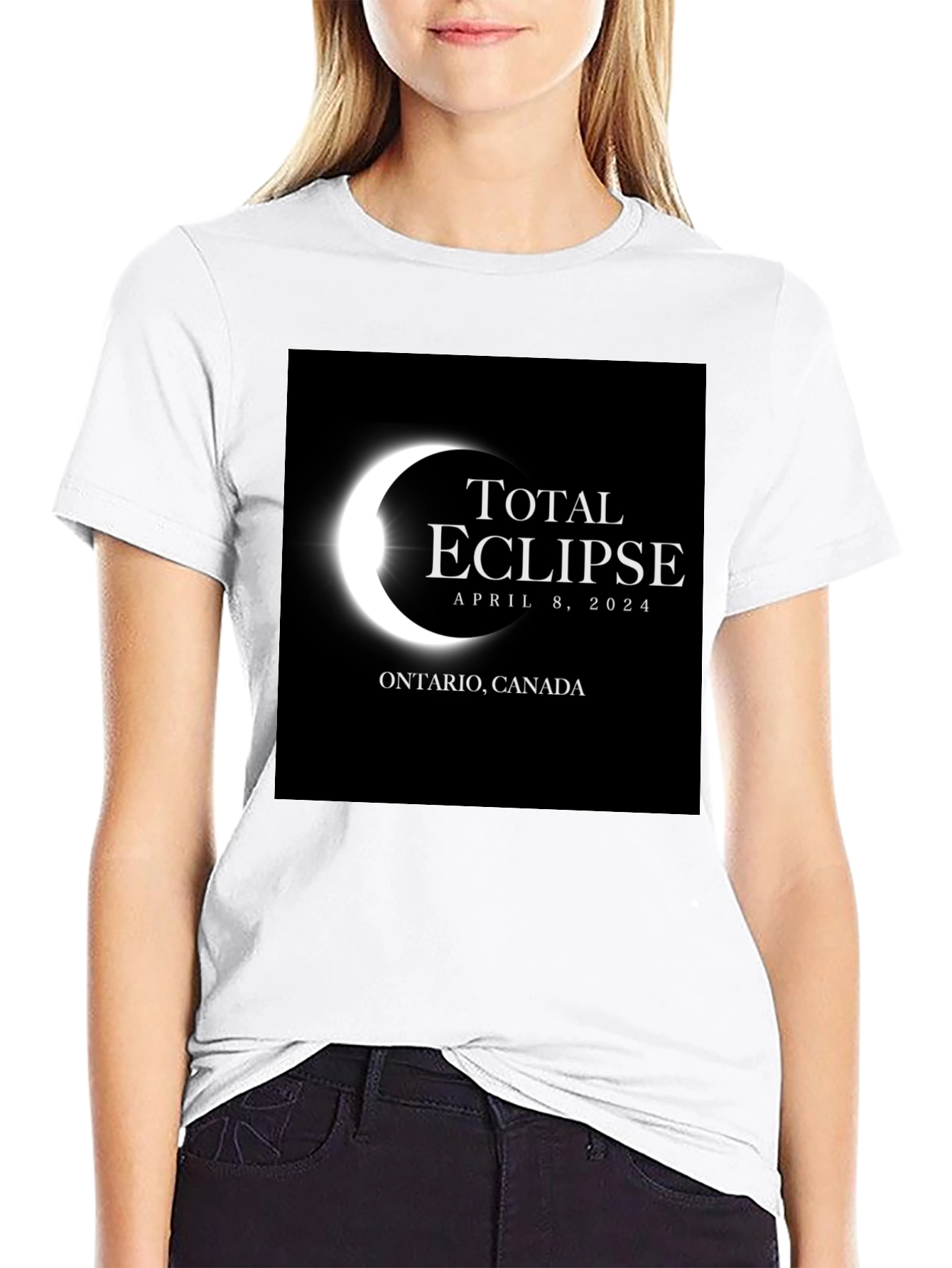 Total Eclipse April 8 2024 Ontario Canada Black T-Shirt