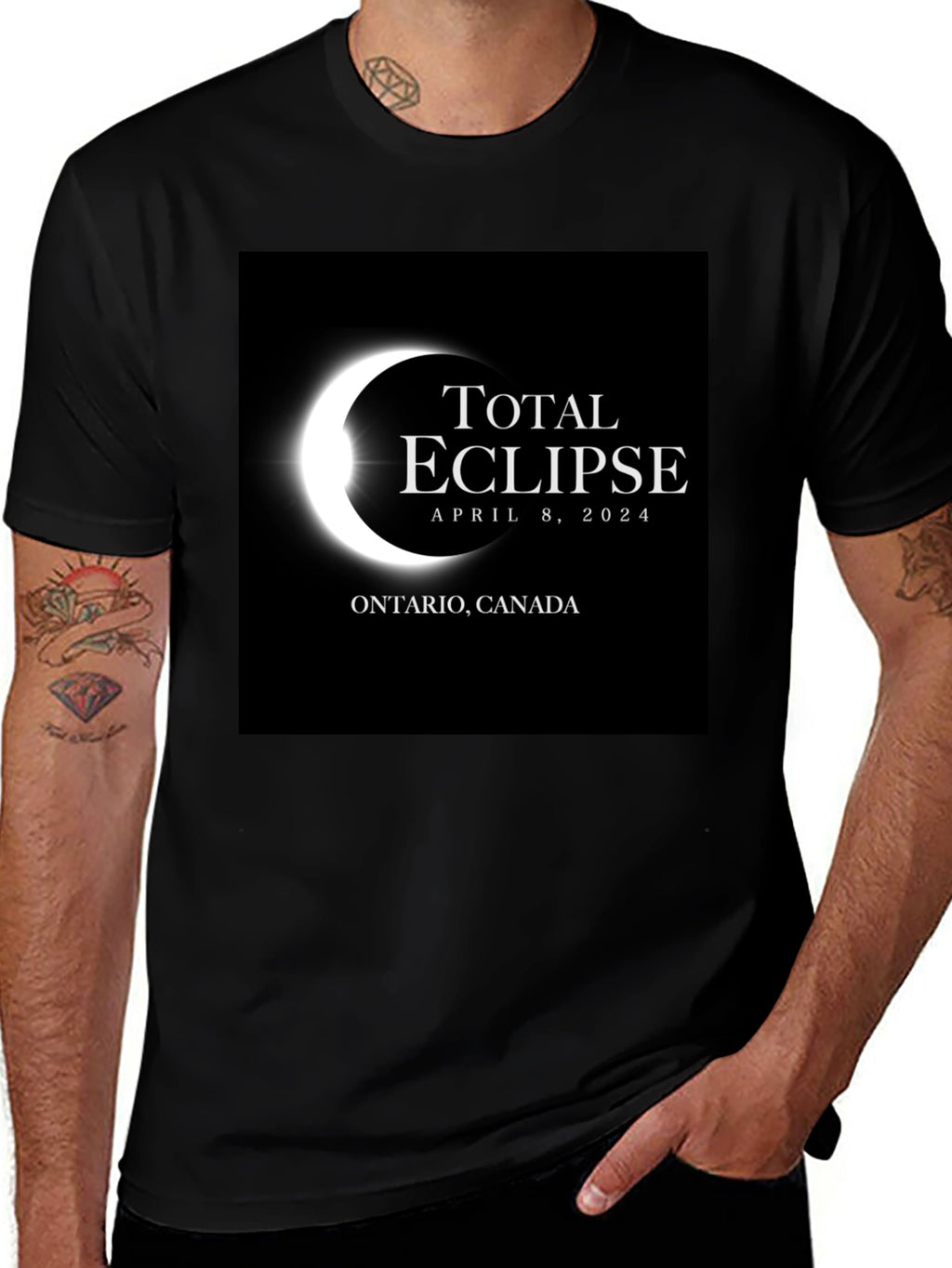 Total Eclipse April 8 2024 Ontario Canada Black T-Shirt