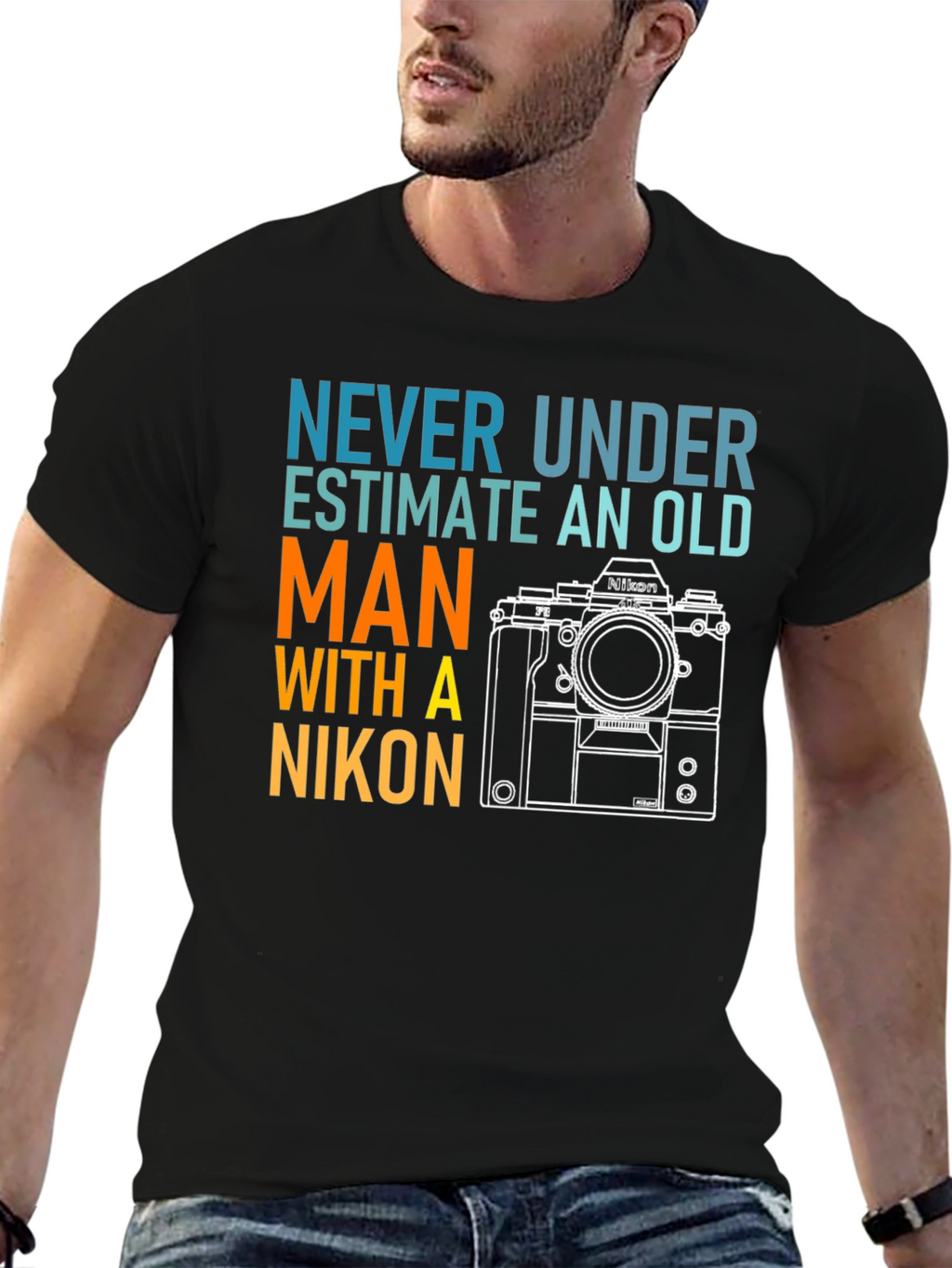 Never Underestimate Old Man Nikon T-Shirt