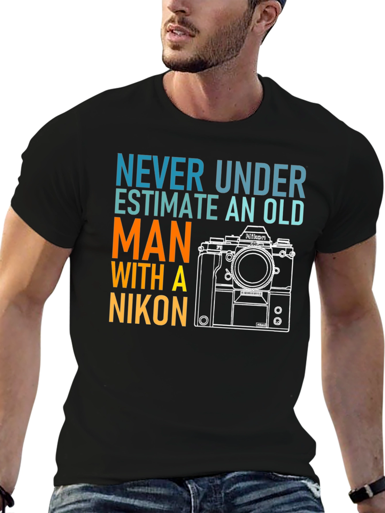 Never Underestimate Old Man Nikon T-Shirt