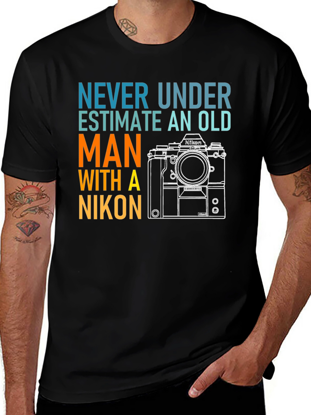 Never Underestimate Old Man Nikon T-Shirt