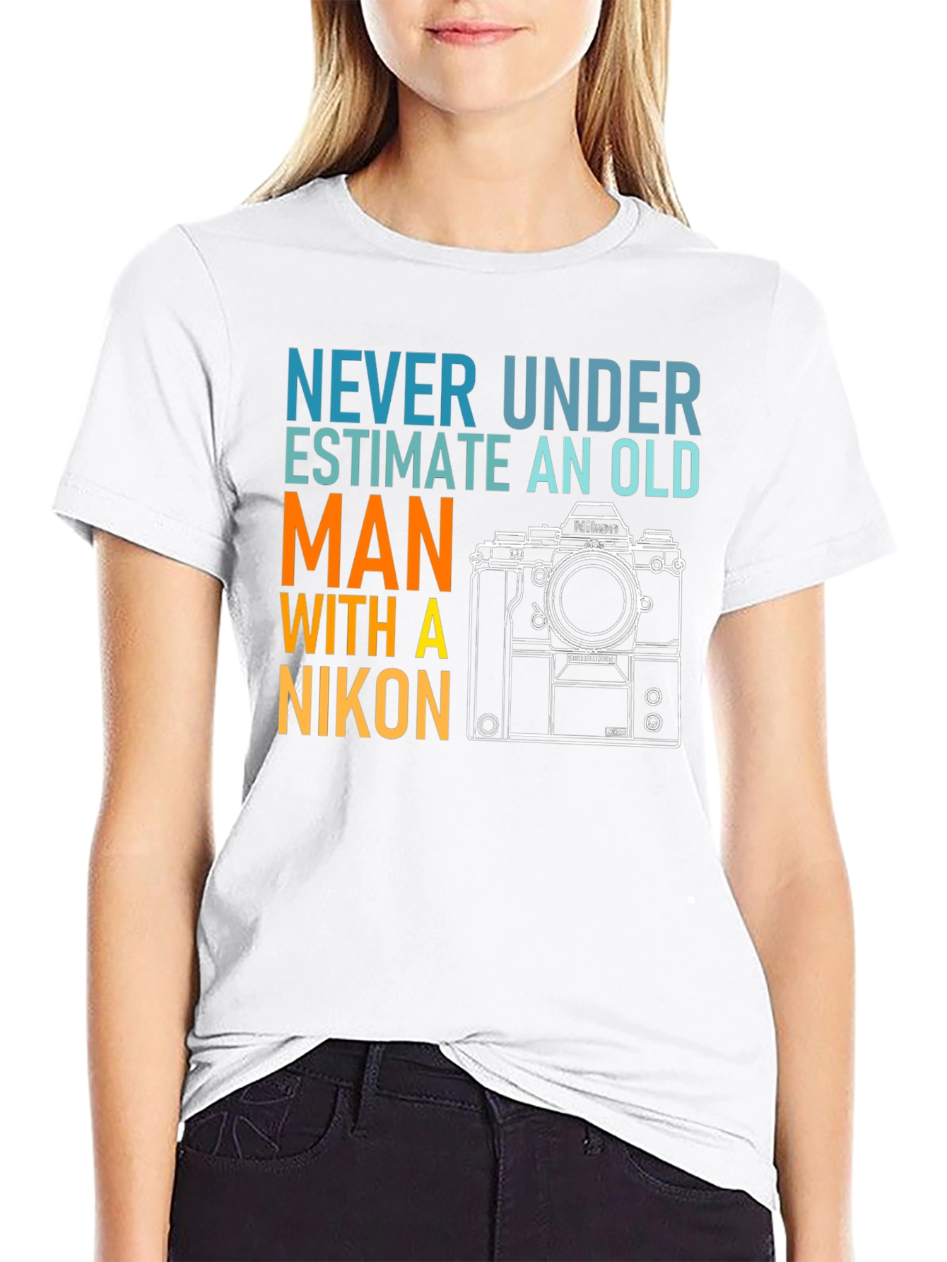 Never Underestimate Old Man Nikon T-Shirt