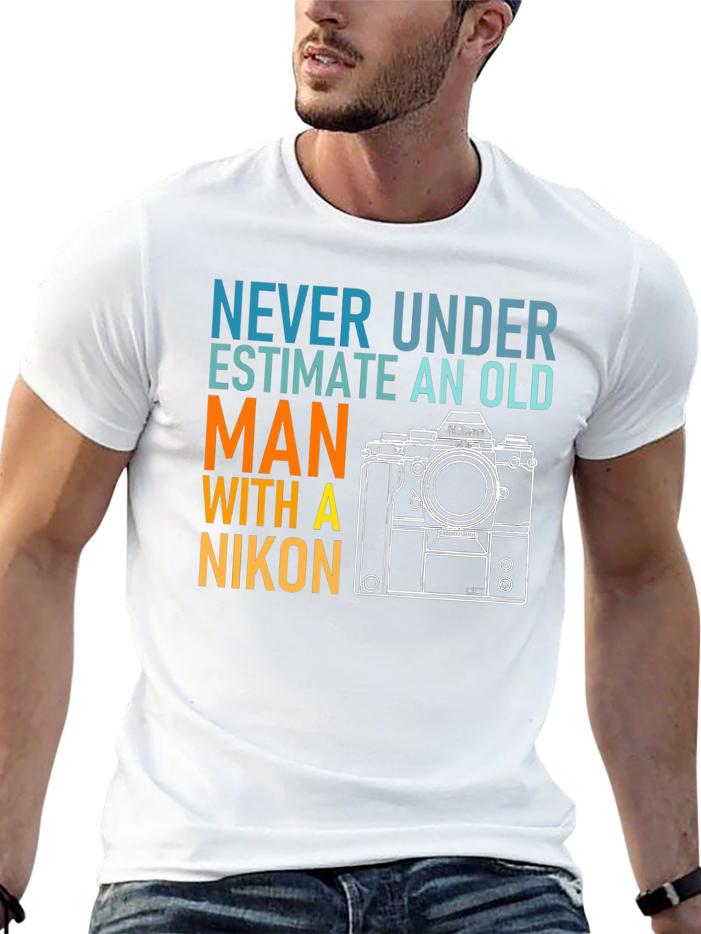 Never Underestimate Old Man Nikon T-Shirt