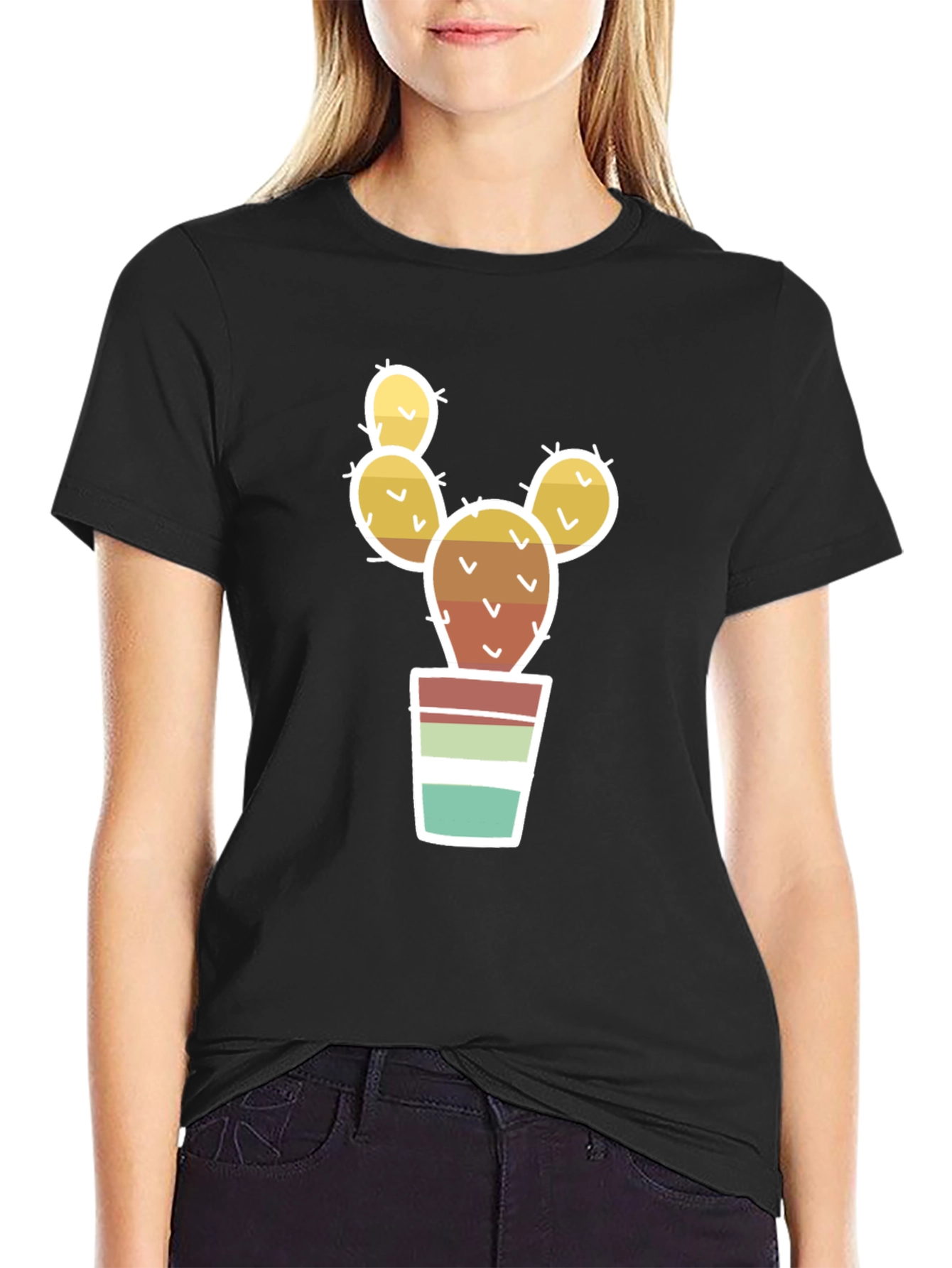 Cactus in Pot Graphic Tee - Black