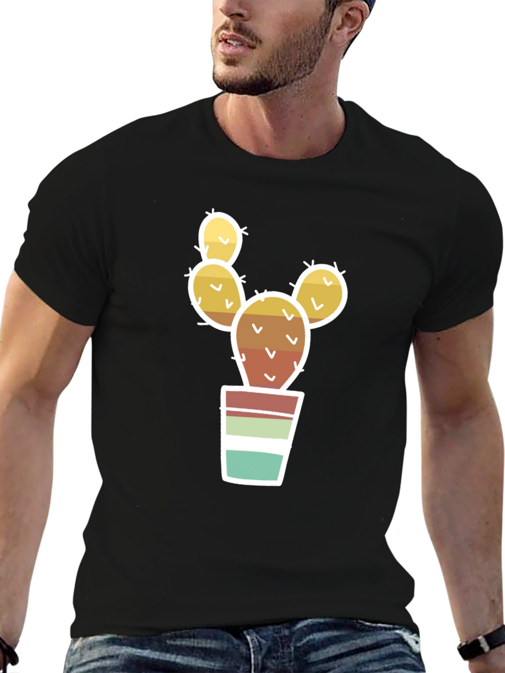 Cactus in Pot Graphic Tee - Black