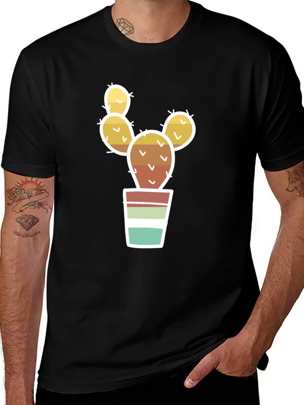 Cactus in Pot Graphic Tee - Black