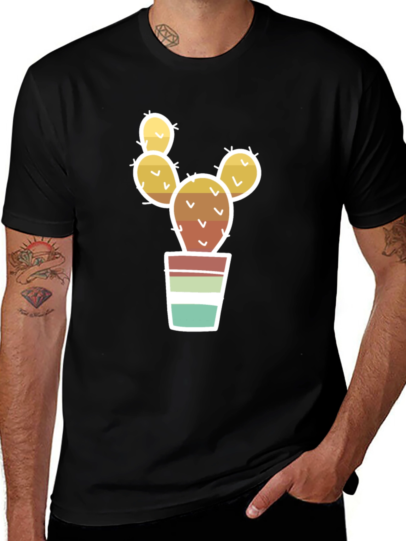 Cactus in Pot Graphic Tee - Black