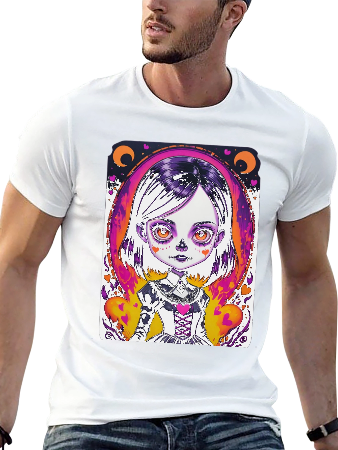 Spooky Cute Girl Graphic Tee - Halloween Style!
