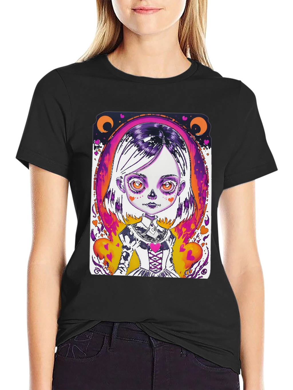 Spooky Cute Girl Graphic Tee - Halloween Style!