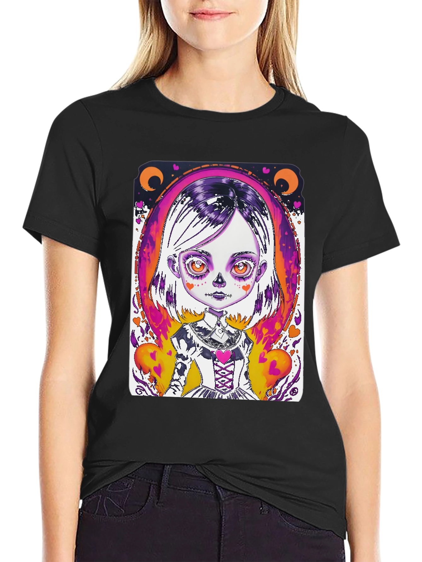 Spooky Cute Girl Graphic Tee - Halloween Style!