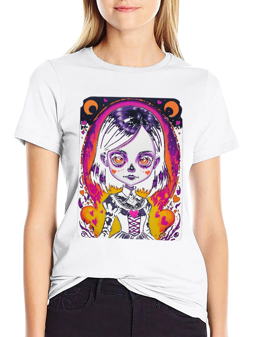 Spooky Cute Girl Graphic Tee - Halloween Style!