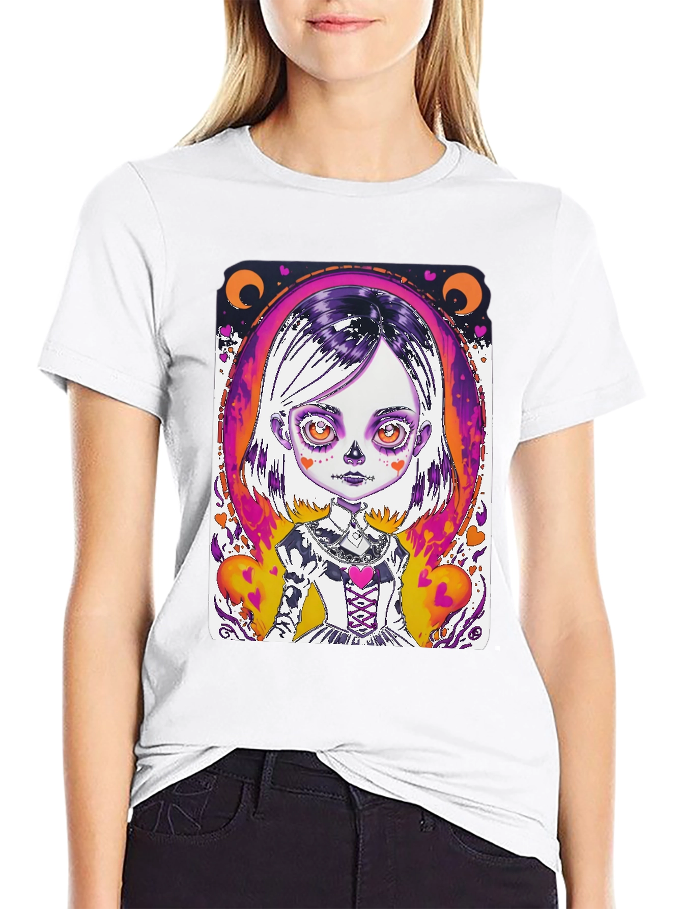 Spooky Cute Girl Graphic Tee - Halloween Style!