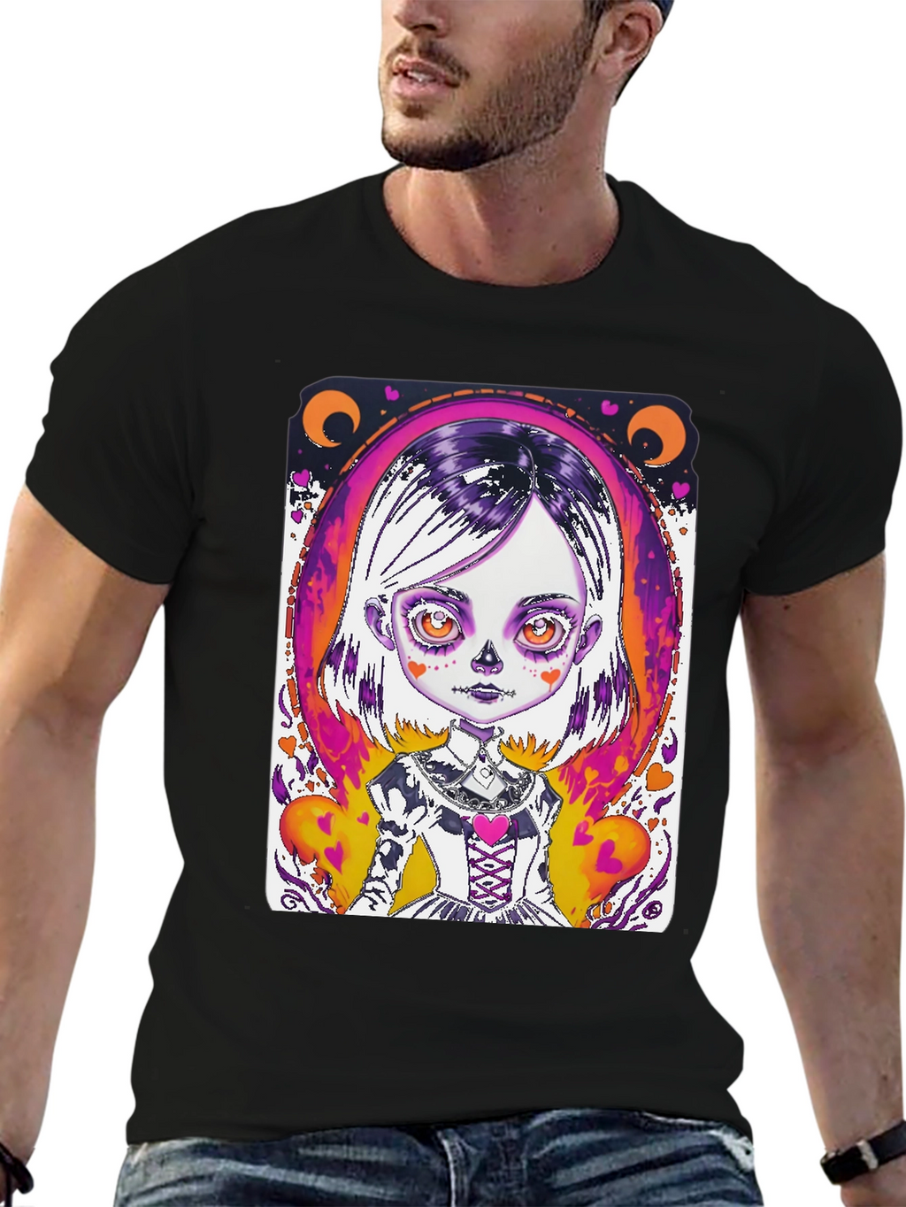 Spooky Cute Girl Graphic Tee - Halloween Style!