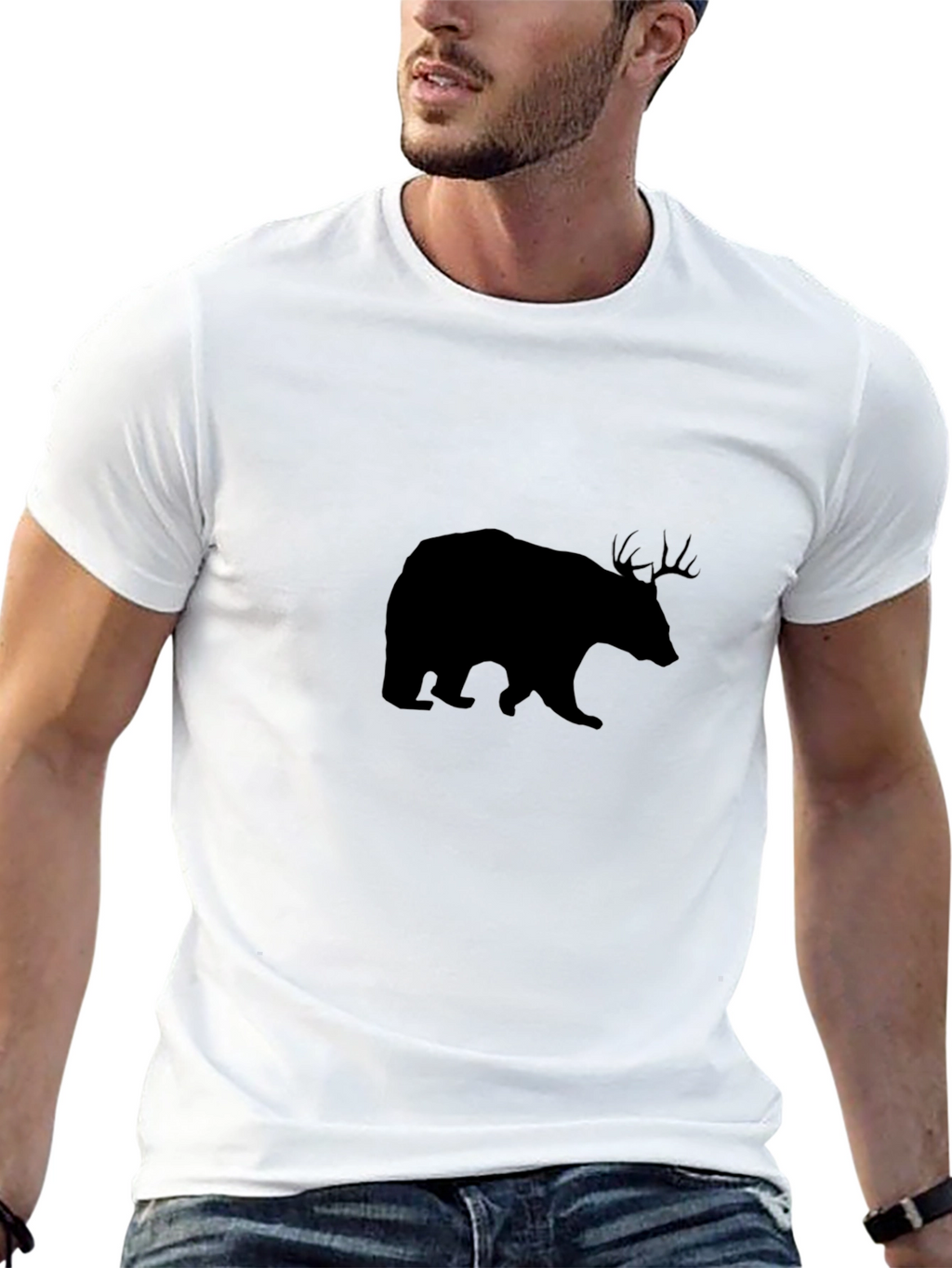 Bear Deer Hybrid Graphic Tee - Black