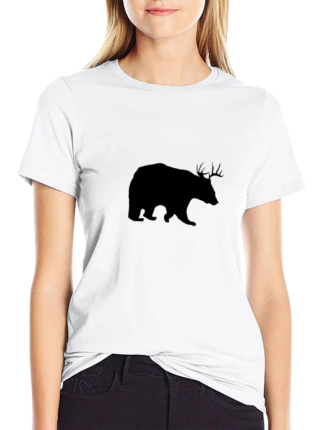 Bear Deer Hybrid Graphic Tee - Black