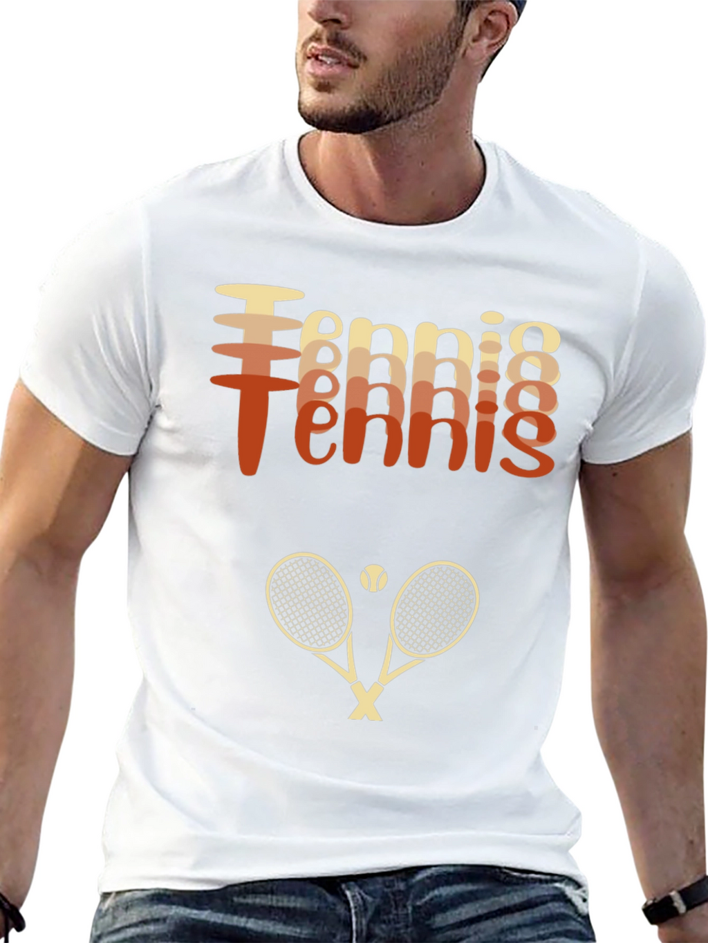Retro Tennis Graphic Tee Shirt - Rackets & Ball