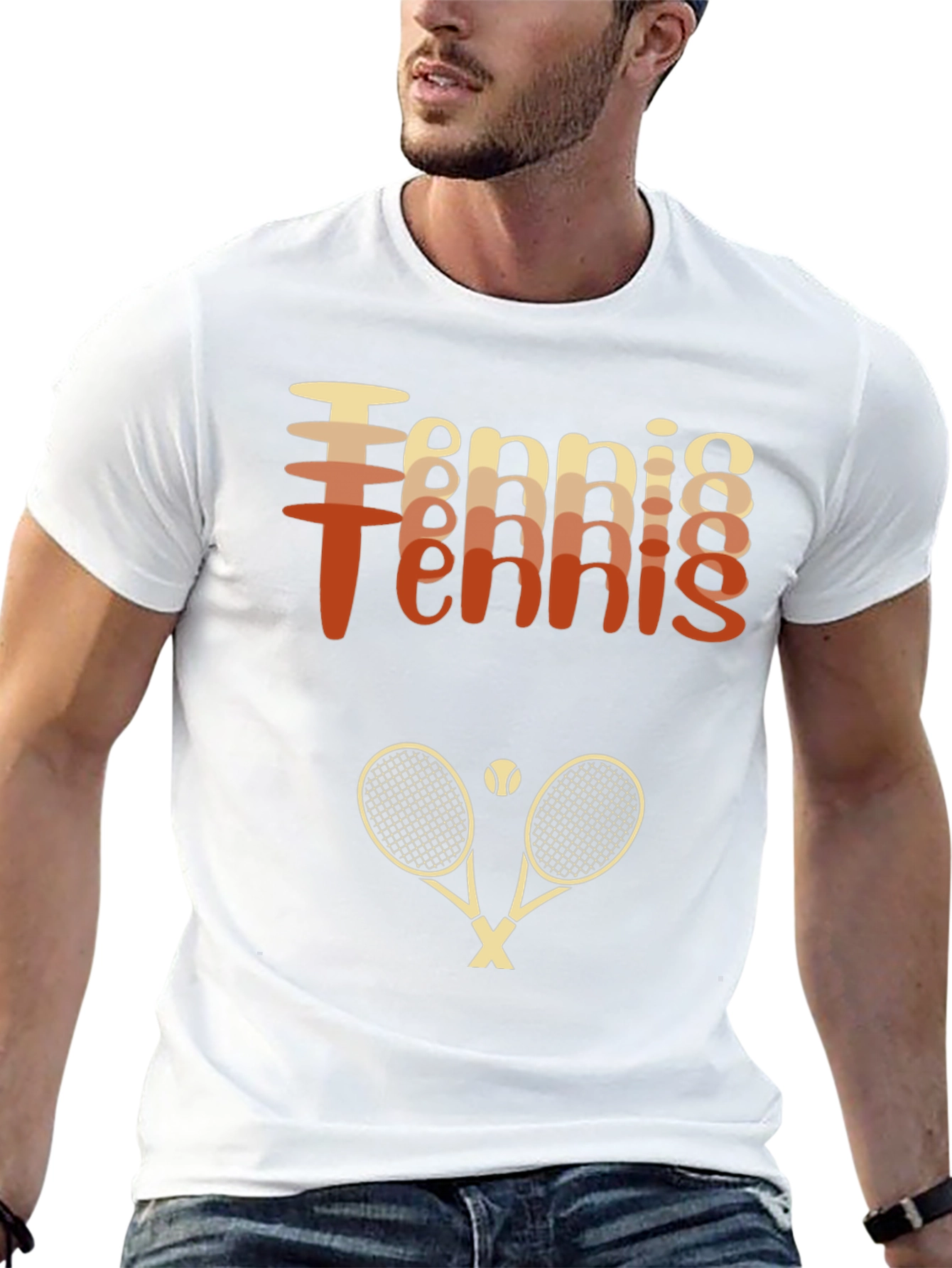 Retro Tennis Graphic Tee Shirt - Rackets & Ball
