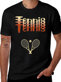 Retro Tennis Graphic Tee Shirt - Rackets & Ball
