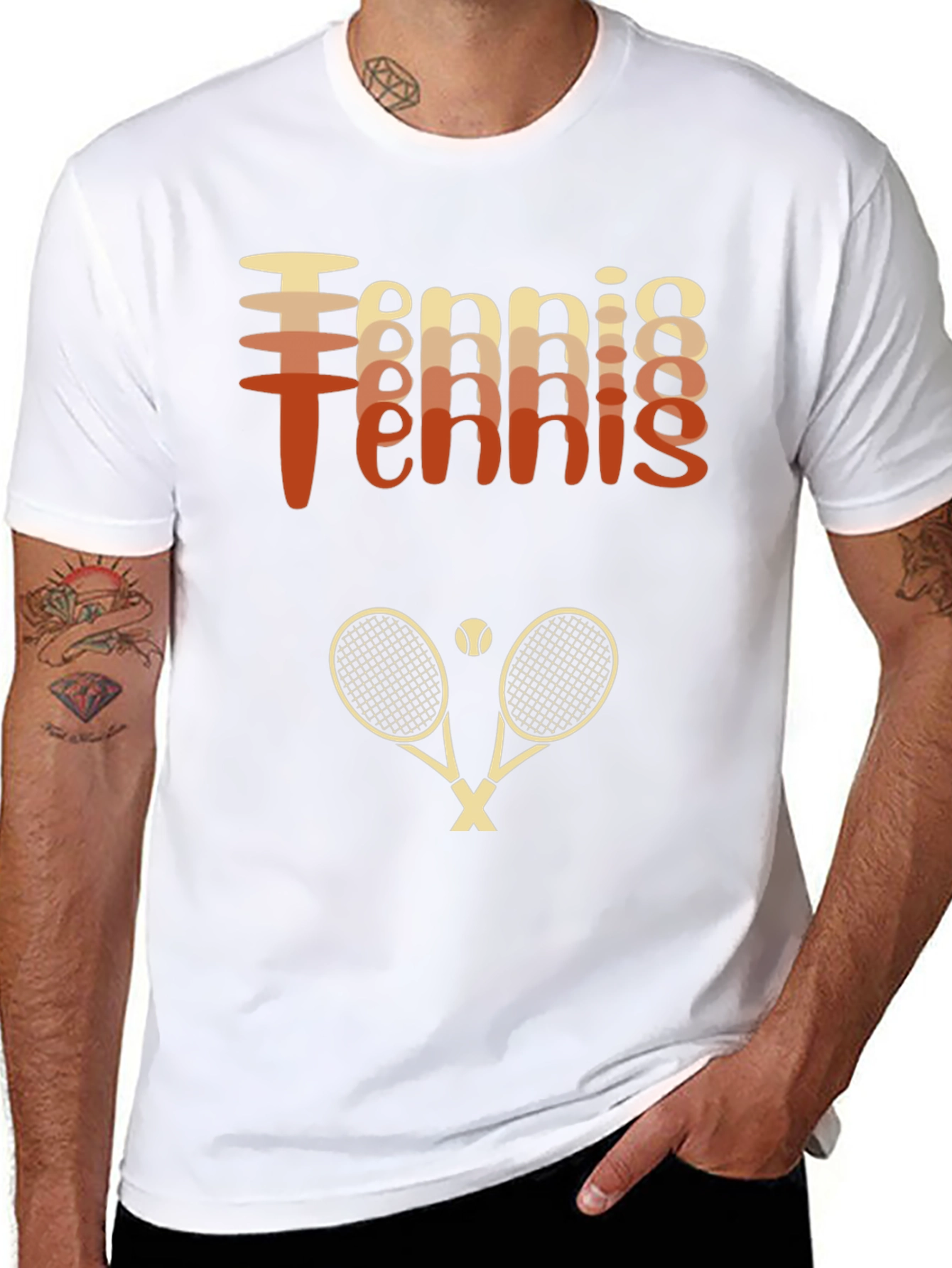 Retro Tennis Graphic Tee Shirt - Rackets & Ball